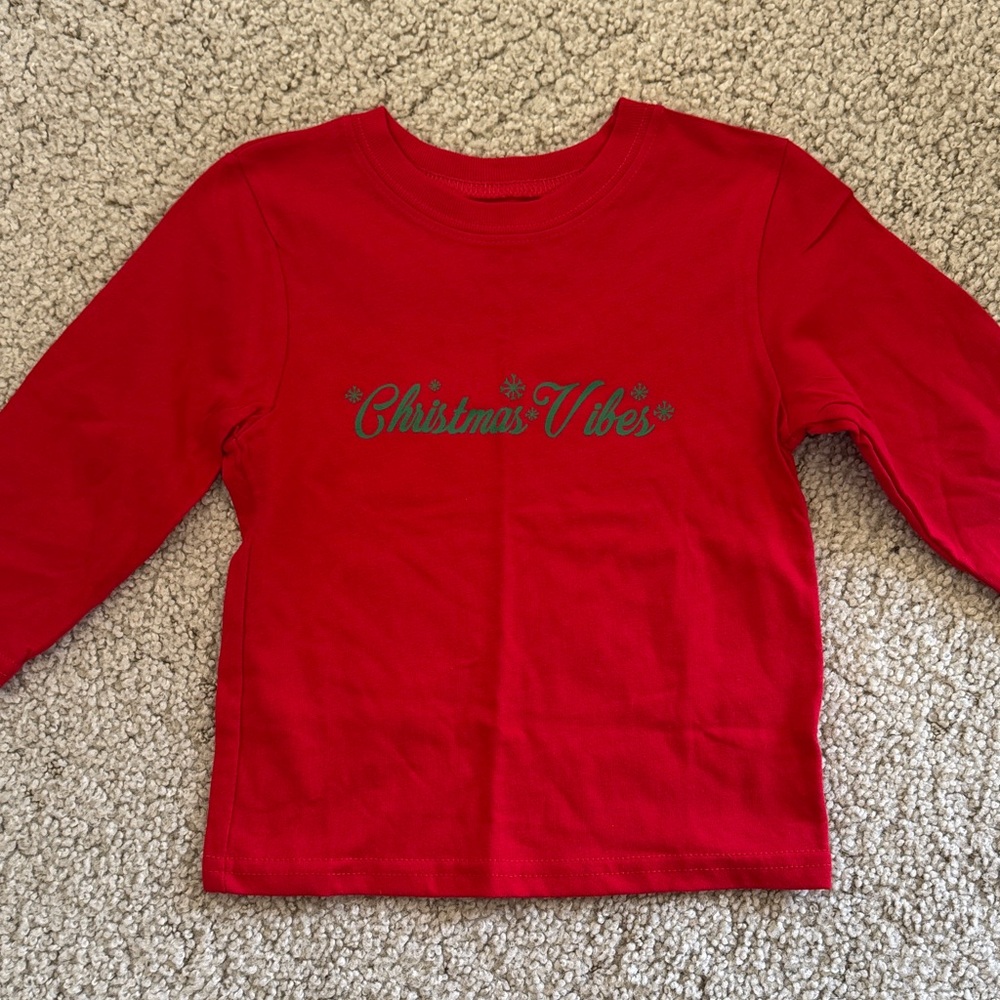 NEW Red Christmas Vibes Kids Shirt